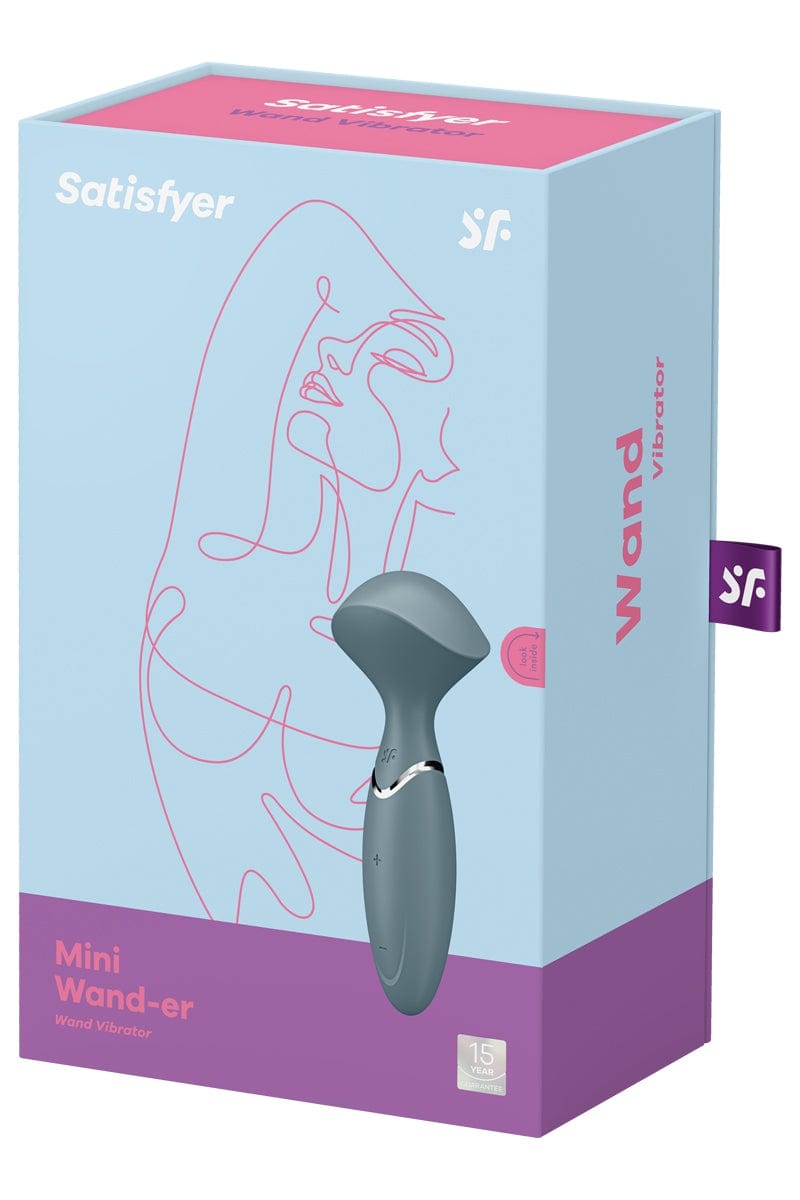 Mini baguette magique Wand-er gris rechargeable 14,5 x 6cm - Satisfyer