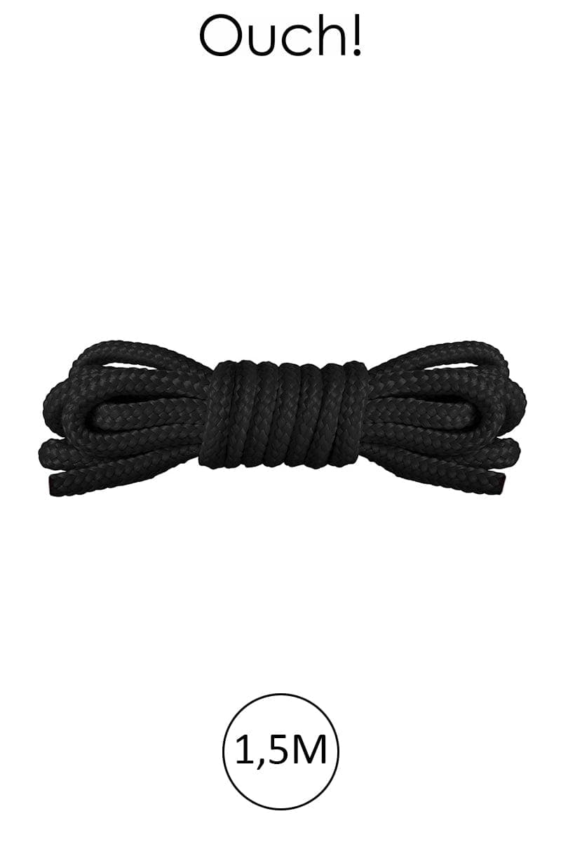 Mini corde de bondage BDSM shibari en nylon noire 1,5m de long - Ouch