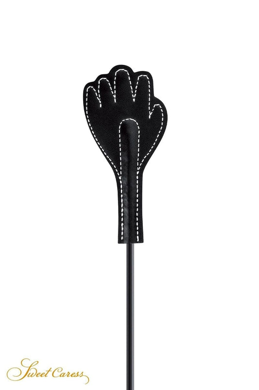 Mini cravache en forme de main avec plumes noires accessoire BDSM - Sweet Caress