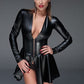 Mini robe pour femme type corset en wetlook F154 - Noir Handmade