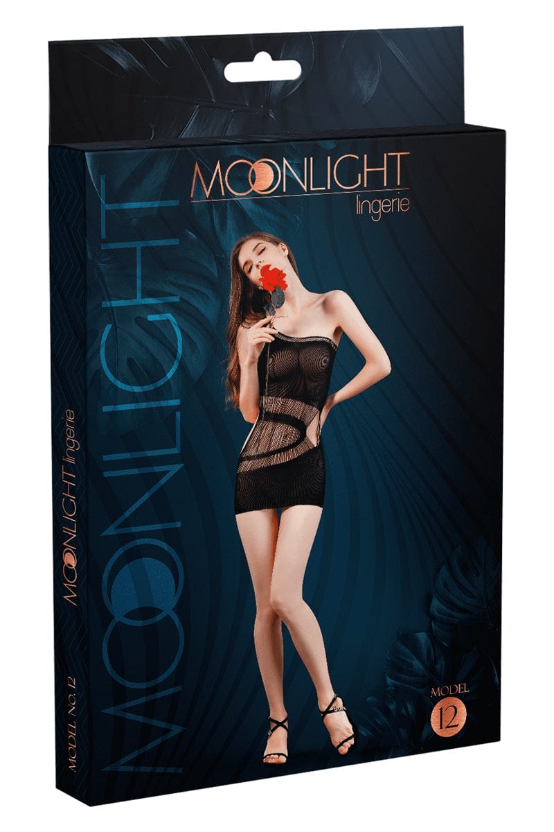 Mini robe sexy en résille noire effet transparent N°12 - Moonlight lingerie TU / Noir
