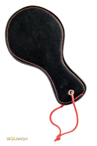 Mini tapette noir en cuir accessoire SM surpiquée rouge - Wolnash