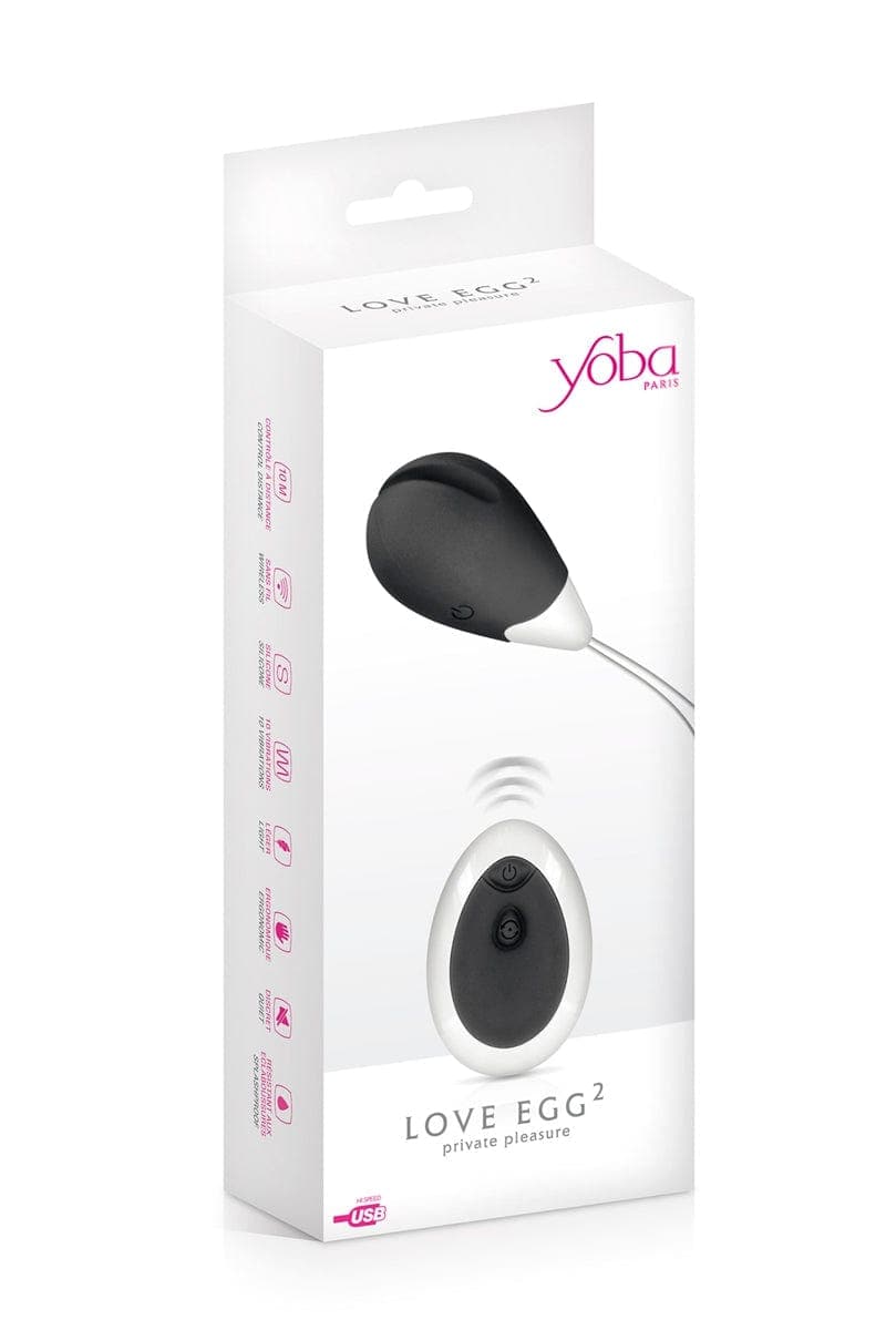 Oeuf clitoridien avec vibration puissante + télécommande sans fil Love Egg 2 noir - Yoba