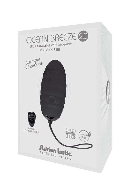 Oeuf vibrant rechargeable télécommandé Ocean Breeze V2 8cm- Noir