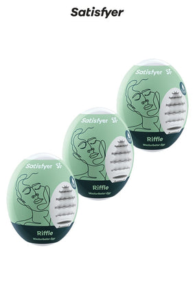 Pack de 3 masturbateurs oeufs 7 x 5 cm Eggs Riffle pour homme - Satisfyer