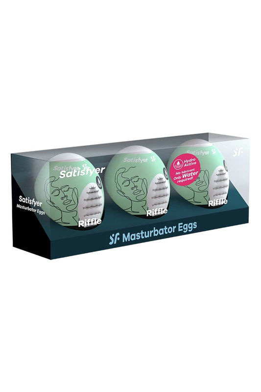 Pack de 3 masturbateurs oeufs 7 x 5 cm Eggs Riffle pour homme - Satisfyer