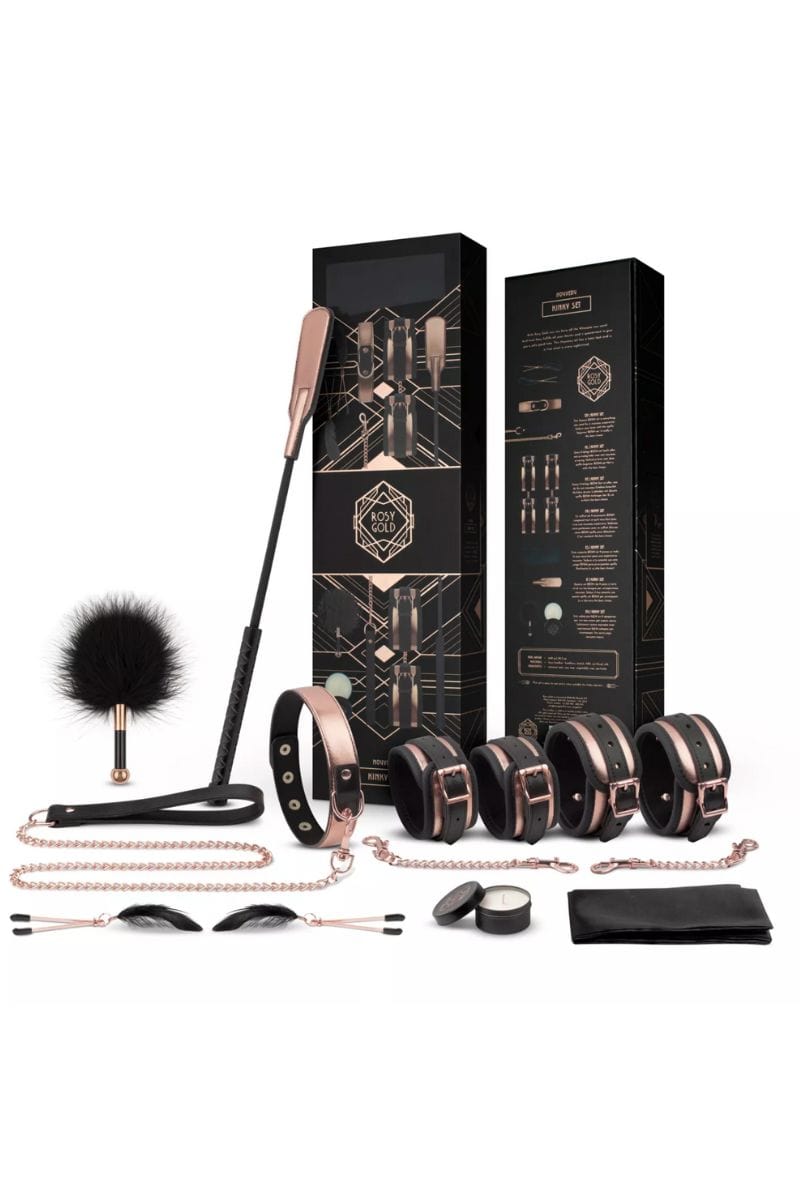 Pack de 9 accessoires de luxe BDSM idéal domination - Rosy Gold