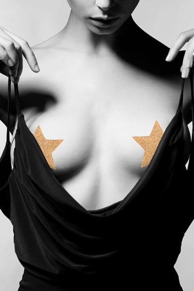 Paire de bijou de seins étoiles en or auto-adhésif Flash - Bijoux Indiscrets