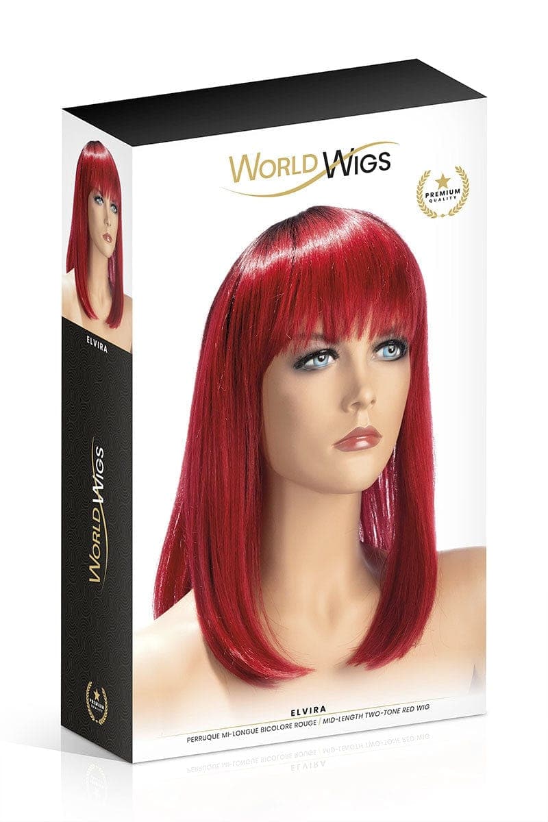 Perruque coquine lavable effet naturel Elvira dégradé rouge - World Wigs