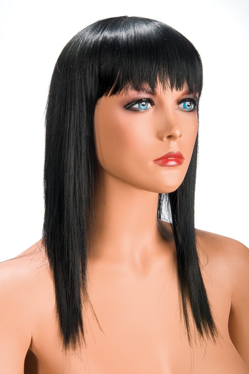 Perruque longue avec frange synthétique Allison brune - World Wigs