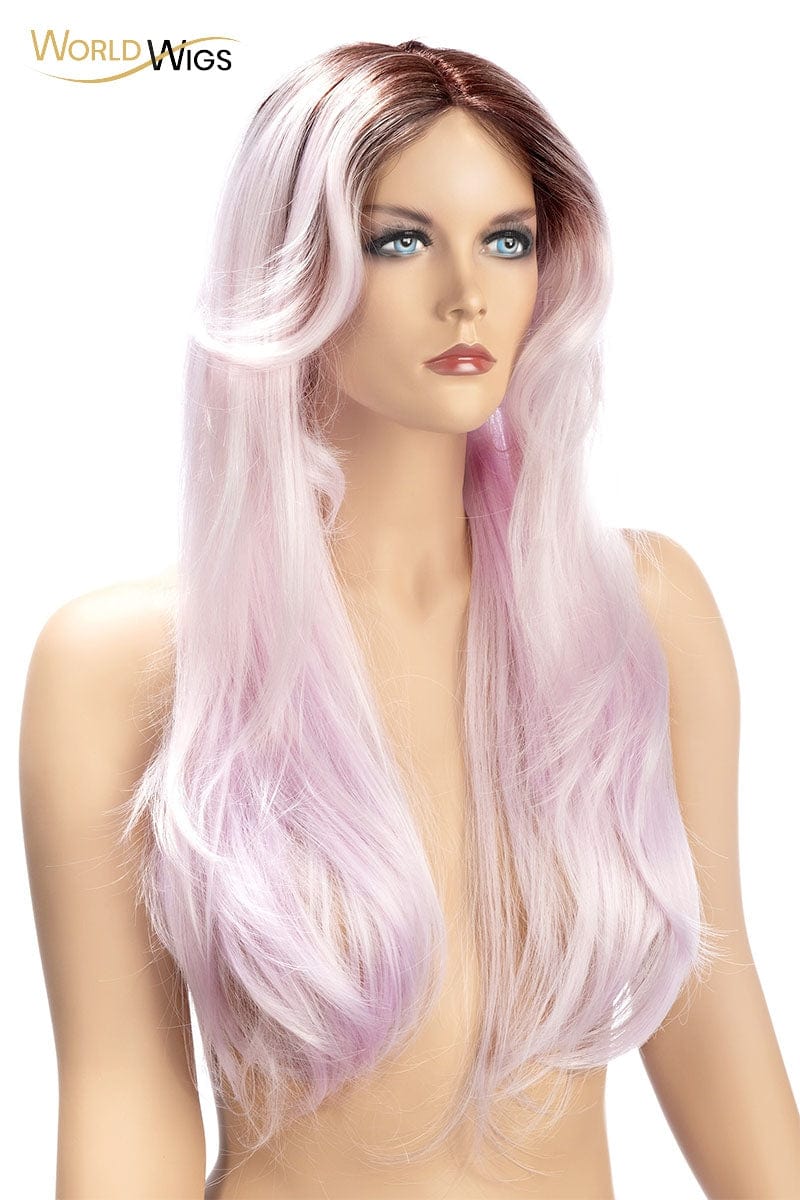 Perruque longue Aya couleur rose parme dégradé - World Wigs