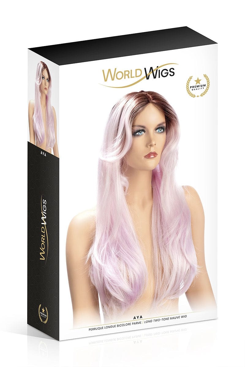 Perruque longue Aya couleur rose parme dégradé - World Wigs