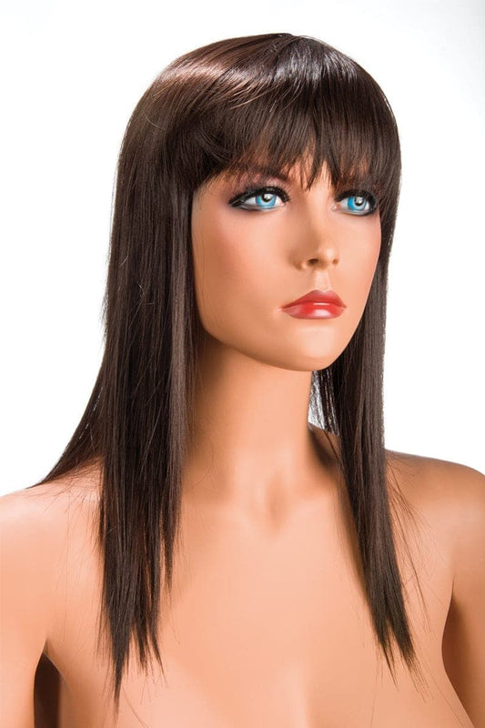 Perruque longue en fibre synthétique ultra réaliste Allison chatain - World Wigs