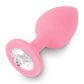 Petit plug anal en silicone rose avec bijou en strass transparent 7,5cm - Dolce Piccante