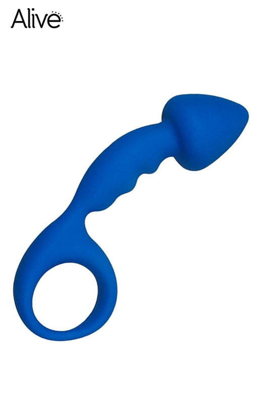 Petit plug anal étanche unisexe budy en silicone flexible bleu 13 x 2,5cm - Alive