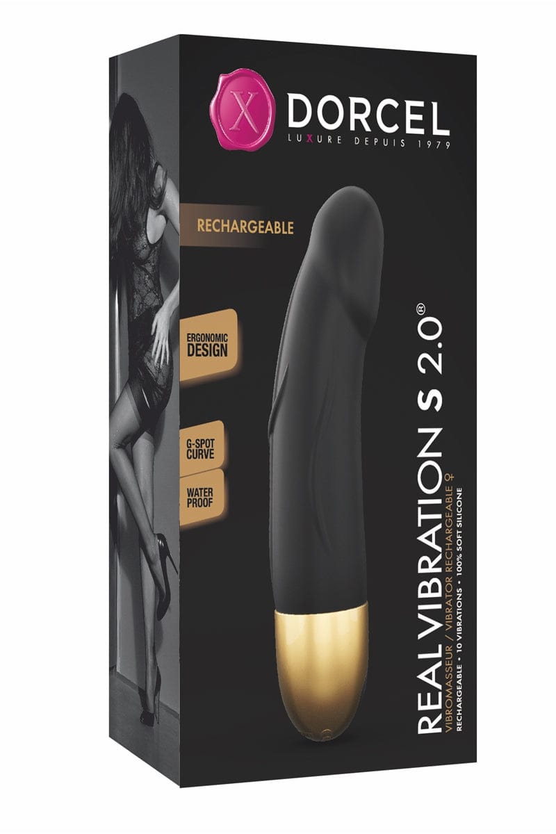 Petit vibro féminin poing G rechargeable Real Vibration gold S 2.0 - Dorcel