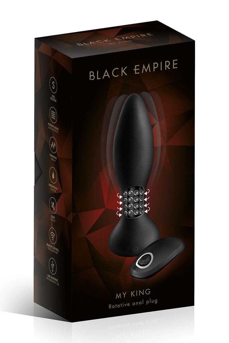 Plug anal à billes rotatives télécommandé 7 vitesses 14,3cm - Black Empire