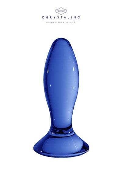Plug anal de luxe unisexe en verre translucide bleu follower 11.5cm - Chrystalino