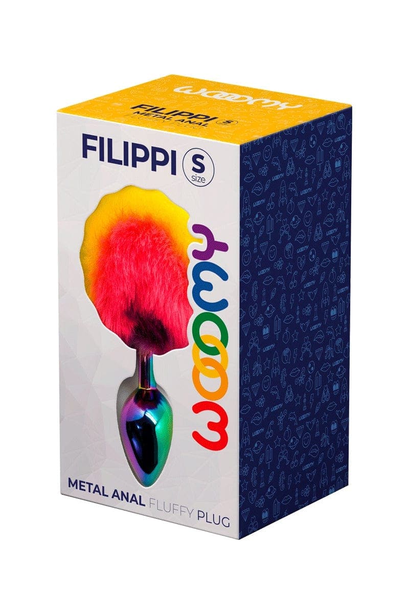 Plug anal en métal et ponpon multicolore 7x2,8 cm Taille S - Wooomy