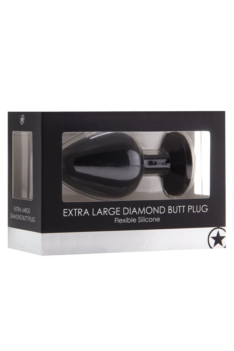 Plug anal en silicone noir flexible Diamond Butt Plug taille XL 8cm insérables - Ouch!
