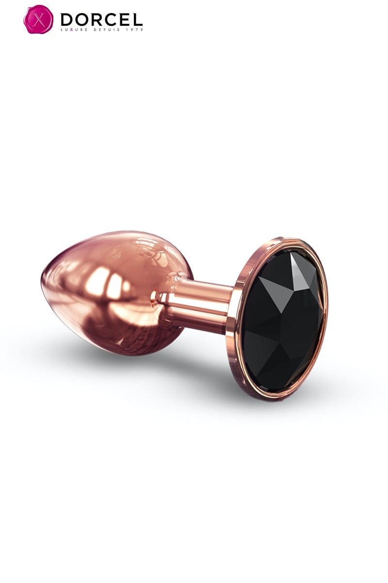 Plug anal glamour en aluminium rose gold bijou diamant noir taille S 7,1cm - Dorcel
