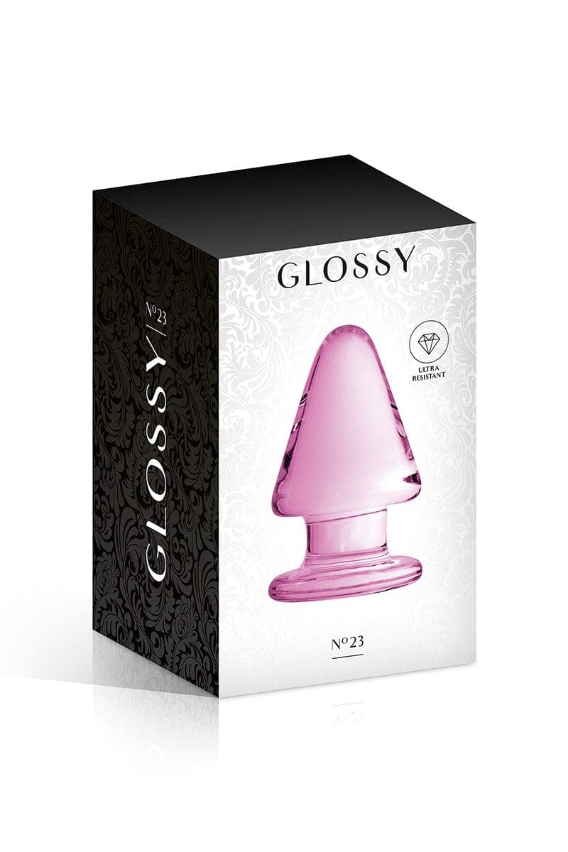 Plug anal verre Glossy Toys 9 x 5,5 cm forme conique n°23 Pink - GlossyToys