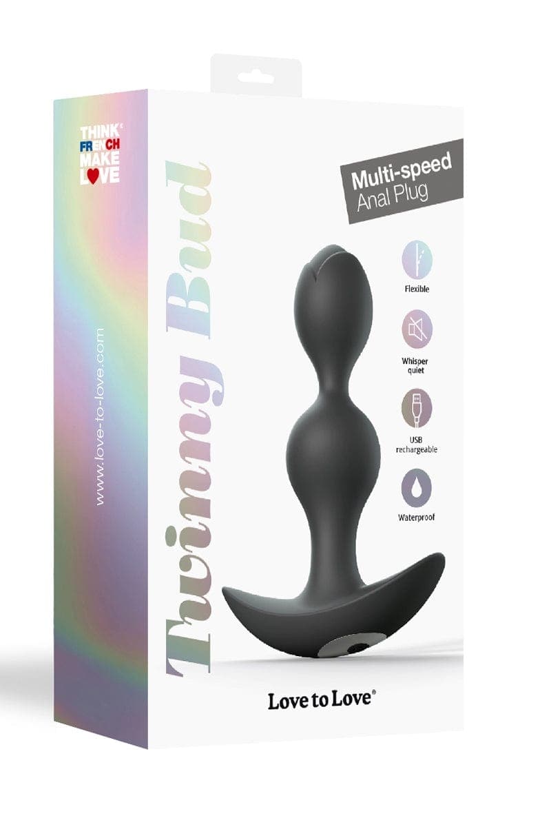 Plug anal vibrant mixte rechargeable 10 modes Twinny Bud noir - Love to Love