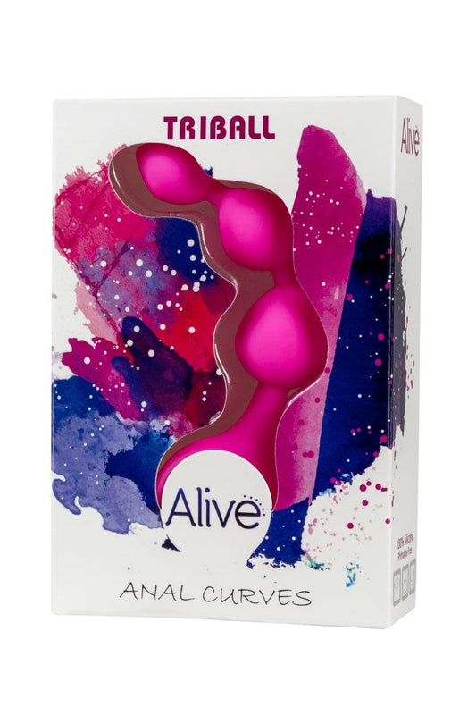 Plug chapelet anal fuselées 3 perles de tailles différentes en silicone rose Triball - Alive