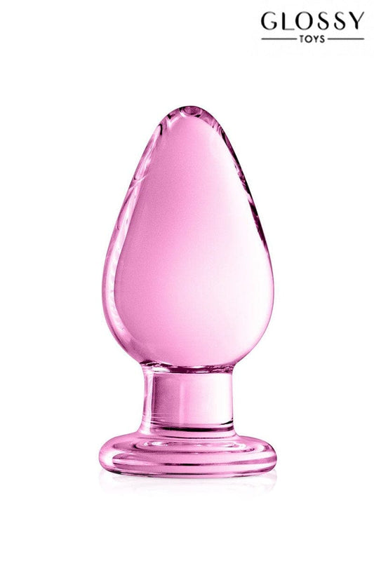 Plug unisex deluxe pour plaisir anal verre rose n°25 10,5cm - Glossy Toys