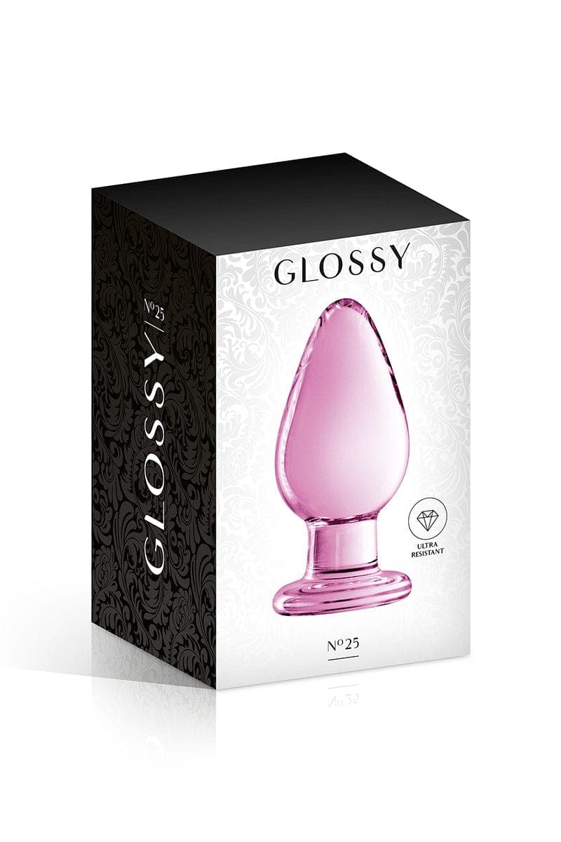 Plug unisex deluxe pour plaisir anal verre rose n°25 10,5cm - Glossy Toys