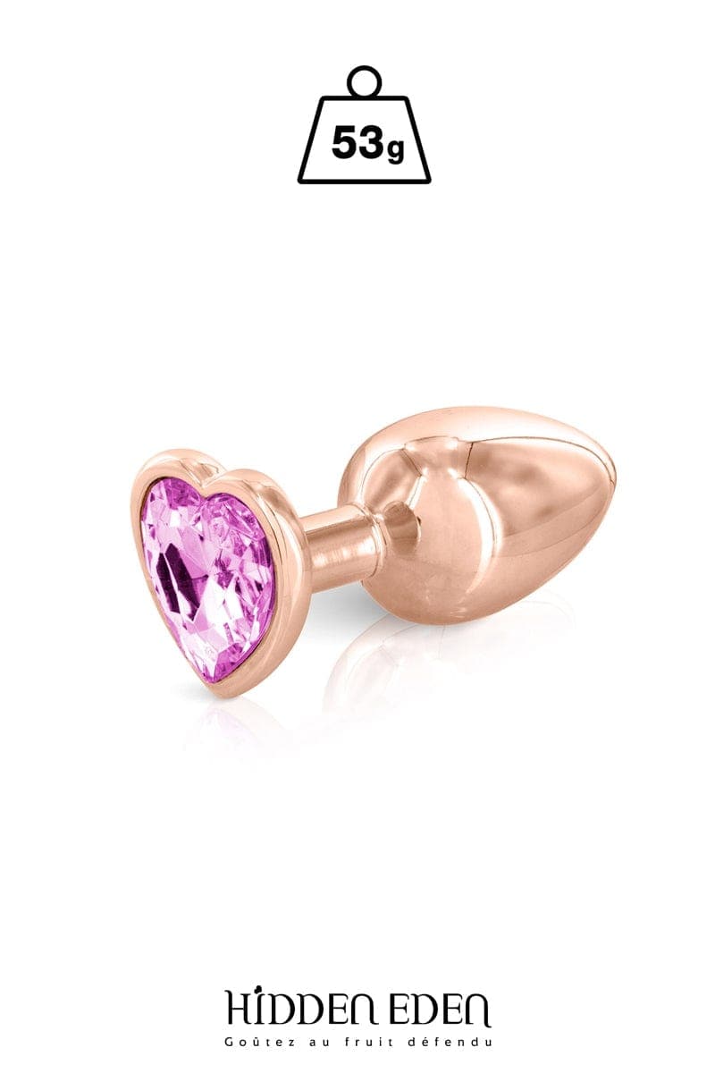 Plug unisexe pour initiation au plaisir anal bijou coeur rose gold S 7cm - Hidden Eden