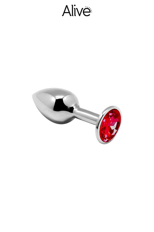 Rosebud pour plaisir intime anal métal avec strass rouge S 6,3cm - Alive