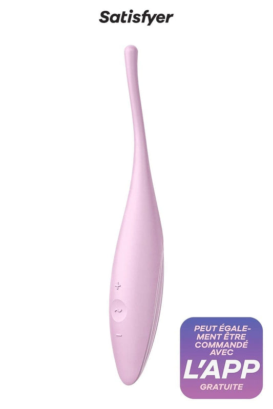 Stimulateur 12 modes vibrant externe connecté Twirling Joy rose - Satisfyer