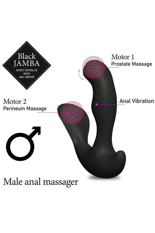 Stimulateur anal chauffant + vibrant télécommandé unisexe - Black Jamba