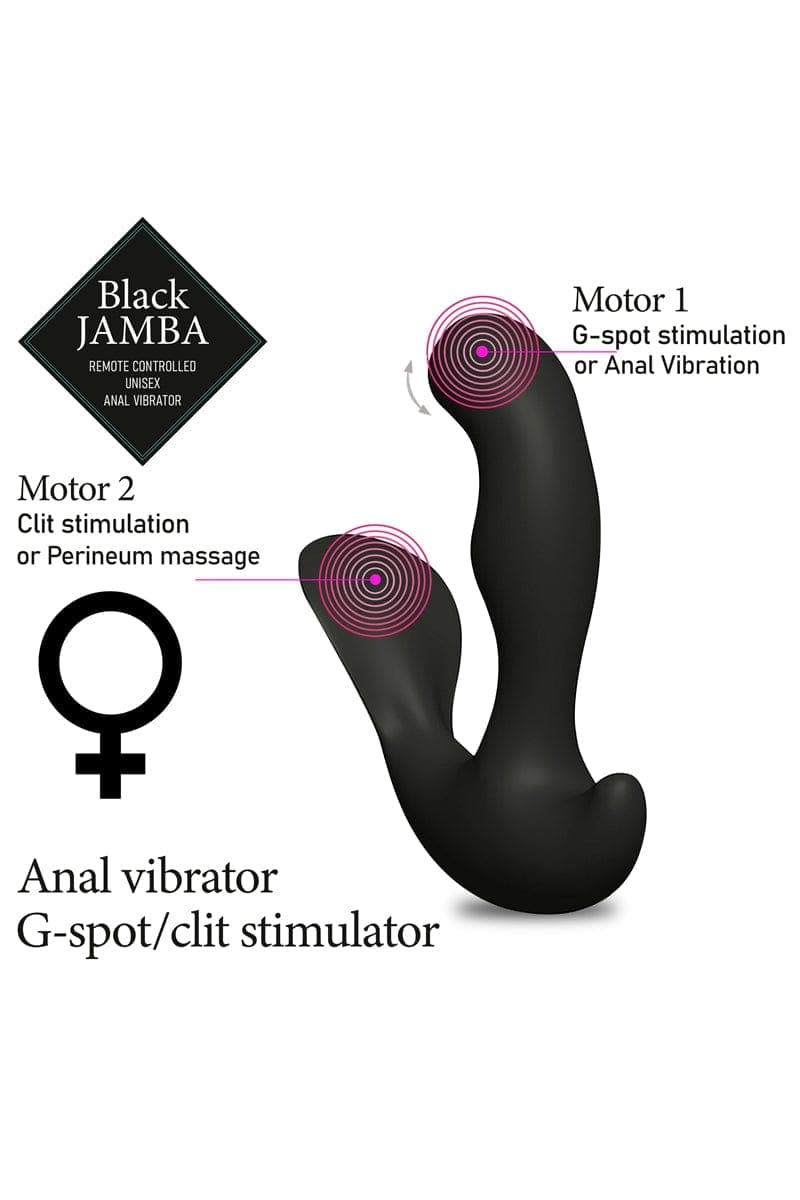 Stimulateur anal chauffant + vibrant télécommandé unisexe - Black Jamba