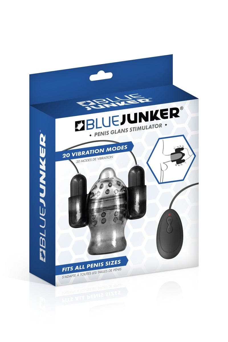 Stimulateur de gland vibrant 20 modes en jelly extensible 8 x 5cm - Blue Junker