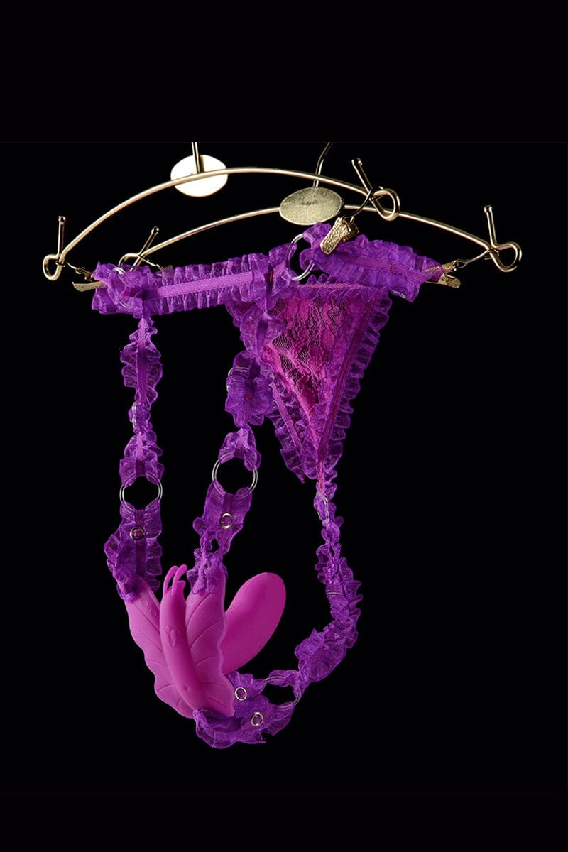 Stimulateur papillon vibrant et connecté Lydia violet + string - Realov