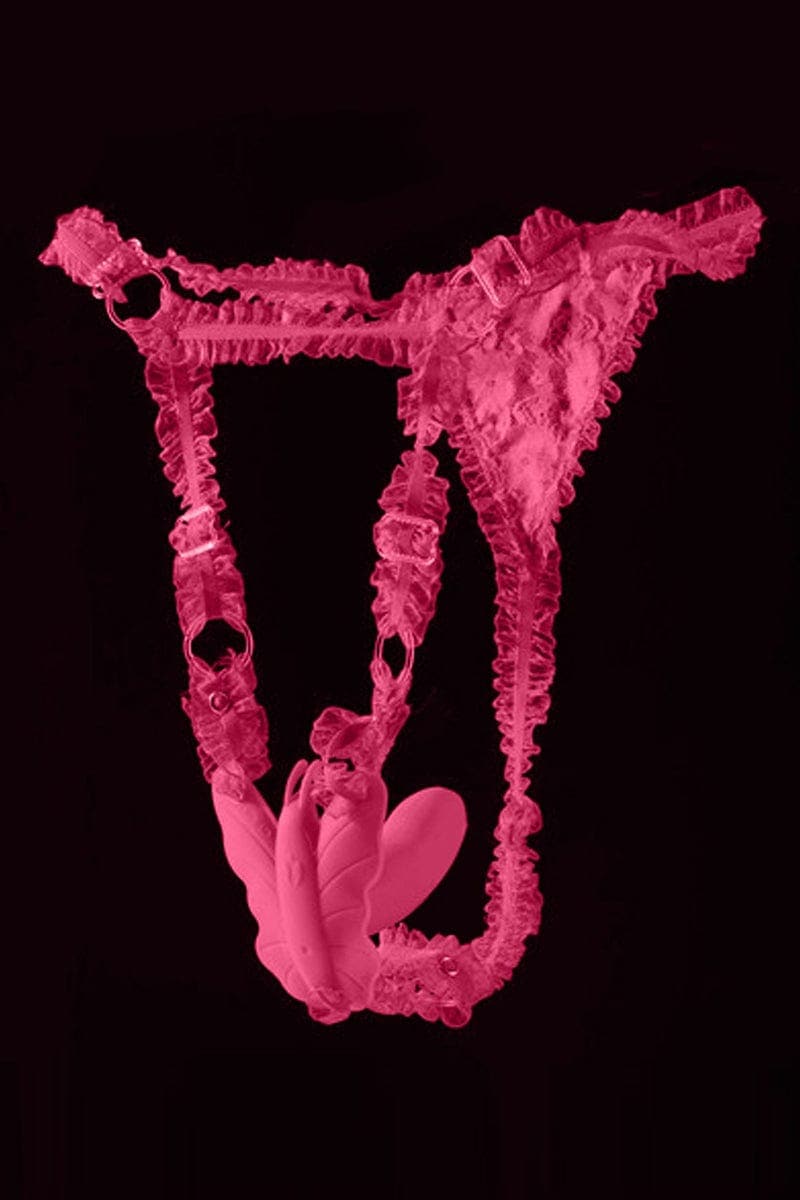 Stimulateur vaginal papillon connecté Lydia rose + string assorti - Realove
