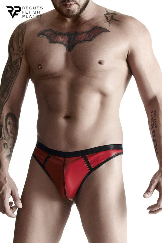 String brillant pour homme sexy en wetlook rouge look fetish - Regnes