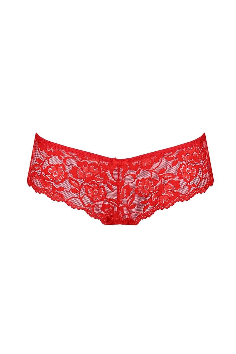 String dentelle taille basse confort avec noeud sexy rouge Raja - Passion