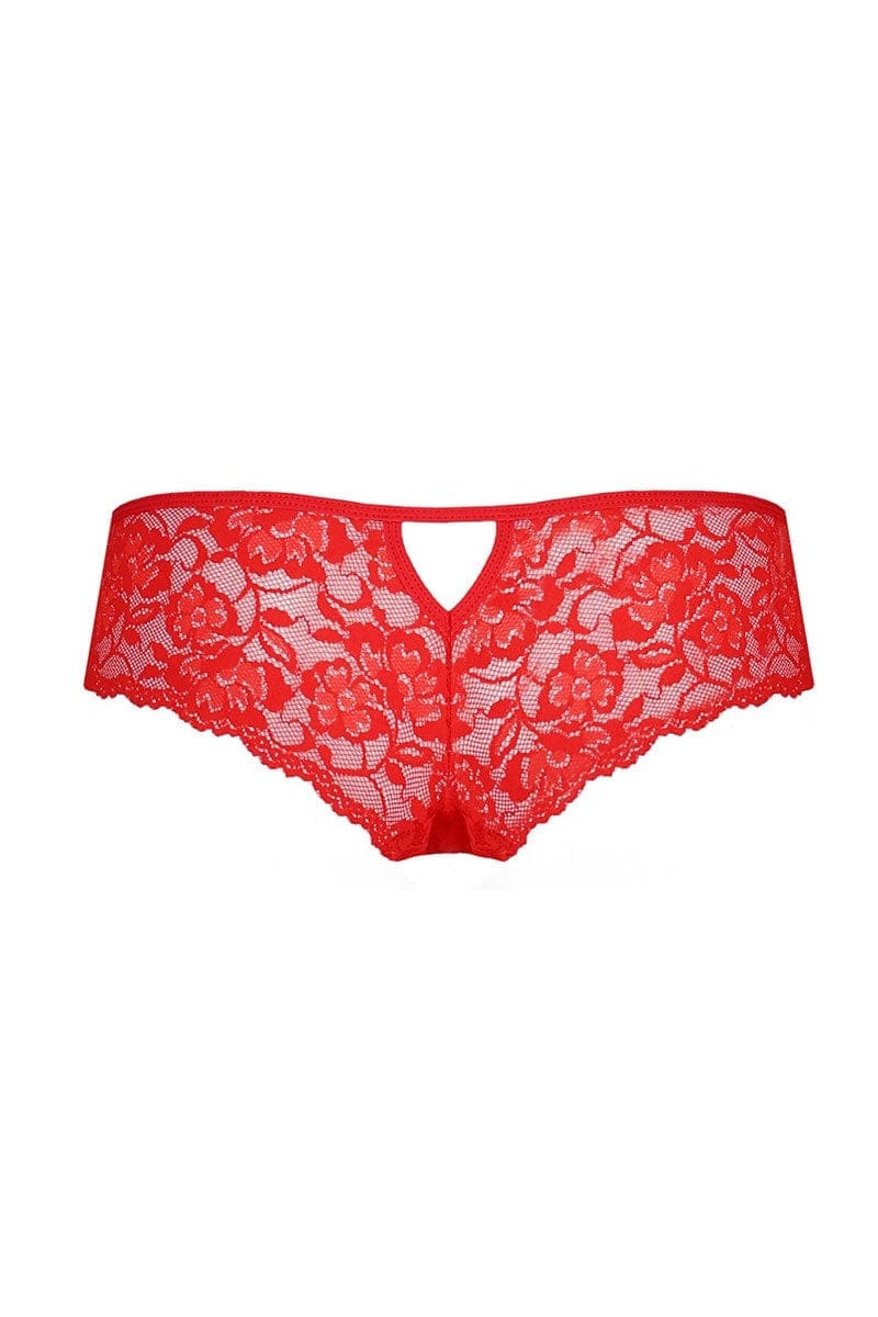 String dentelle taille basse confort avec noeud sexy rouge Raja - Passion
