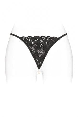 String noir érotique et perles entre-jambe fine dentelle  - Fashion Secret