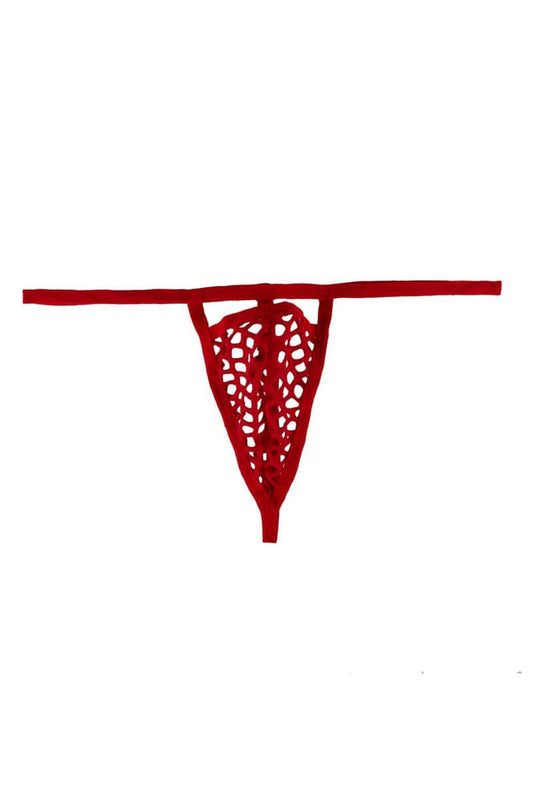 String rouge sexy taille unique pour homme filet à pénis - Paris Hollywood