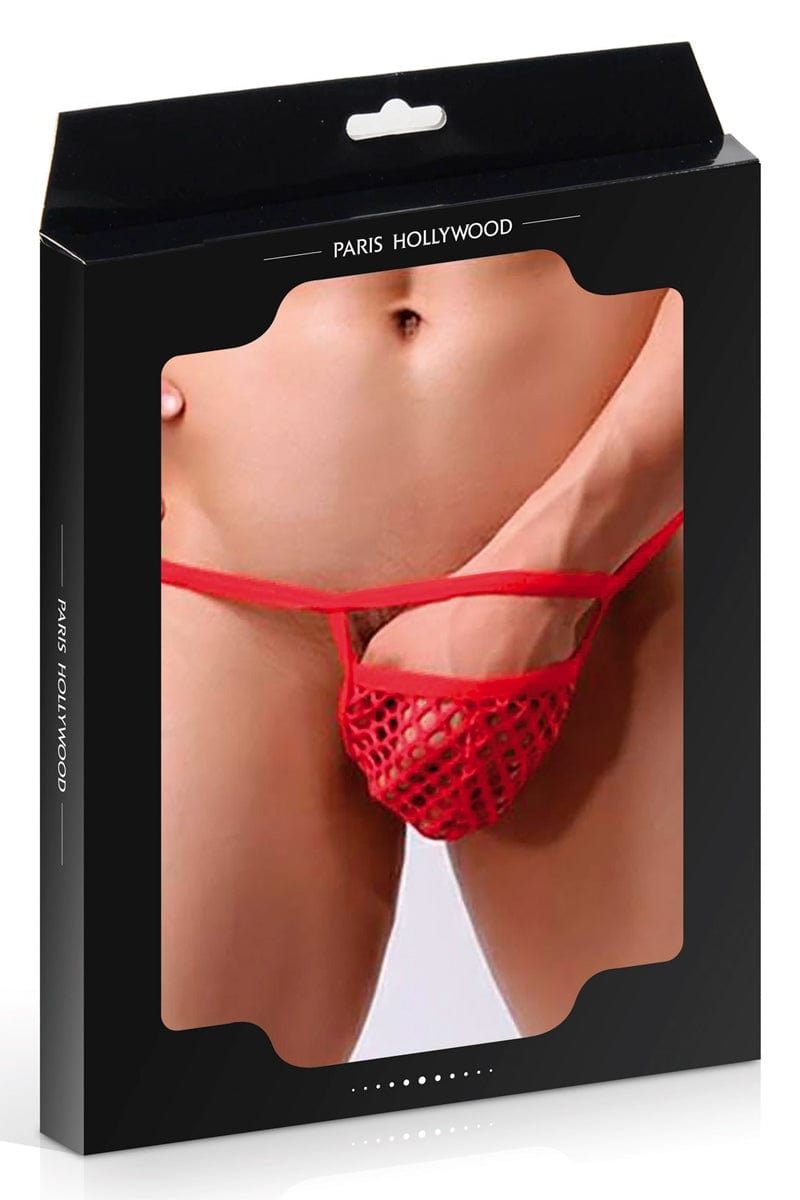String rouge sexy taille unique pour homme filet à pénis - Paris Hollywood