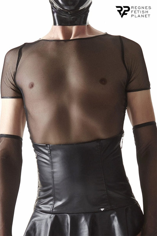 T-shirt sexy pour homme travesti en résille noire - Regnes