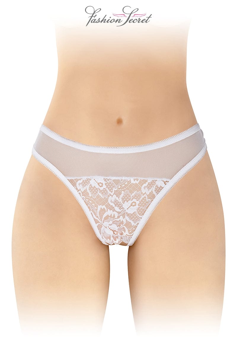Tanga blanc sexy avec ouverture intime Ava - Fashion Secret TU