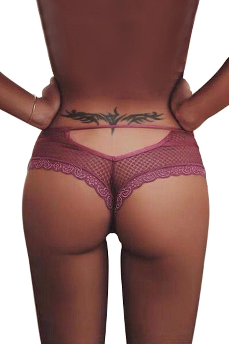 Tanga bordeaux dentelle - Paris Hollywood