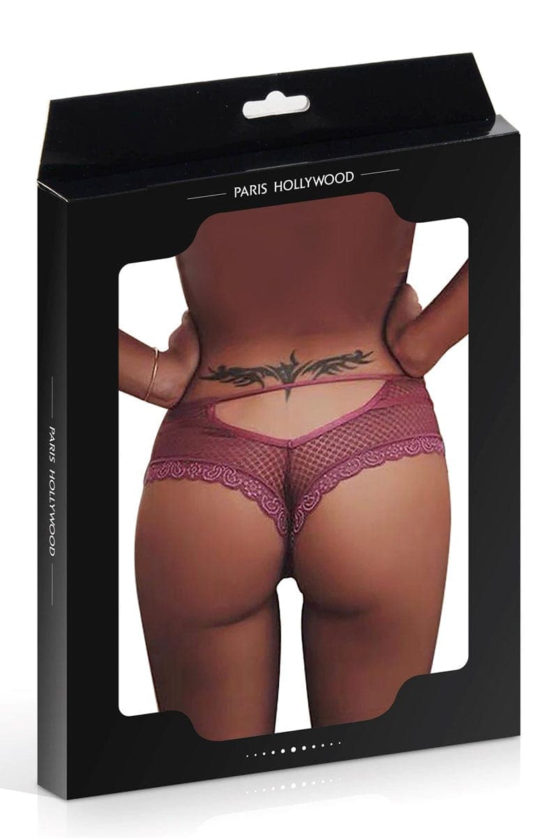 Tanga bordeaux dentelle - Paris Hollywood