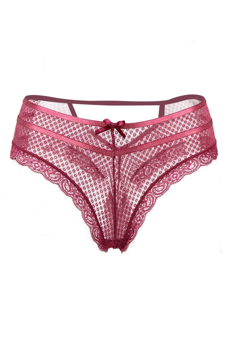 Tanga bordeaux dentelle - Paris Hollywood