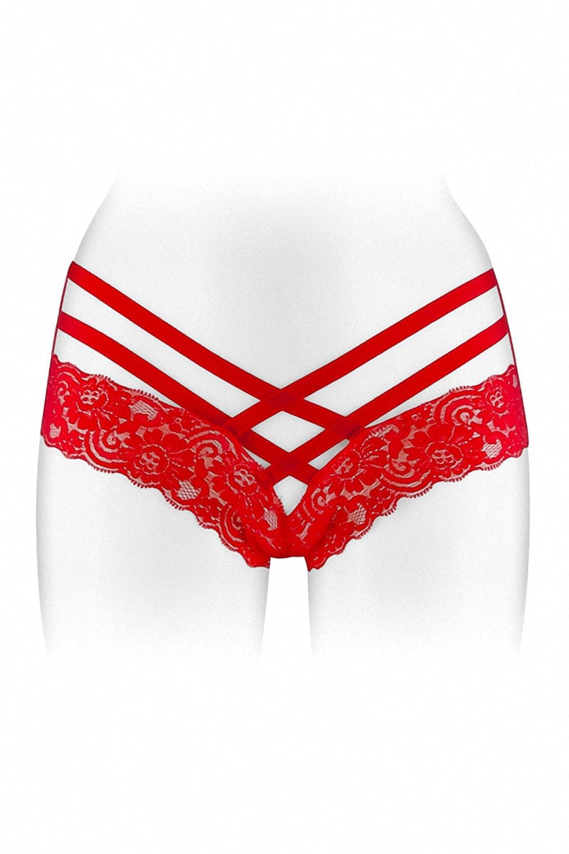 Tanga sexy rouge ouvert sur la partie intime Anne - Fashion Secret